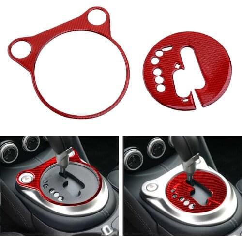 CITALL 1 Set Car Red Gear Shift Panel Cover Trim Frame Carbon Fiber Fit For Nissan 370Z 2009-2015 2016 2017 2018 2019 2020