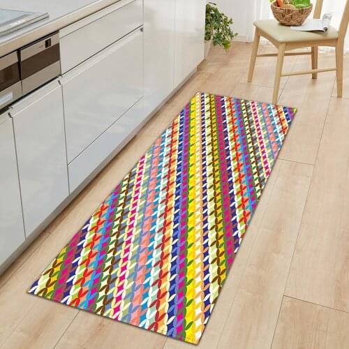 Color Stripes Bedroom Entrance Door Mat Geometric Pattern Home Floor Decoration Living Room Carpet Bathroom Non-slip Carpet