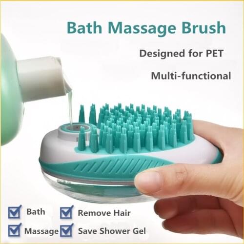 Pet Dog Bath Brush Silicone SPA Shampoo Massage Brush Hair Removal Comb Washing Sprayer For Small Dogs Cats Cleaning Shower