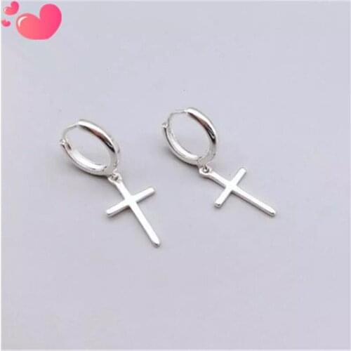 HCYP 925 Sterling Silver Cross Dangle Earrings For Women 2021 New Trend Lady Fashion Jewelry And Girl Gift Cute Free Shipping