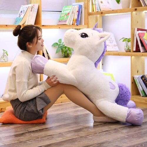 60/80/110cm New Big Unicorn white horse plush toys cute baby plush toys birthday gifts home furnishings