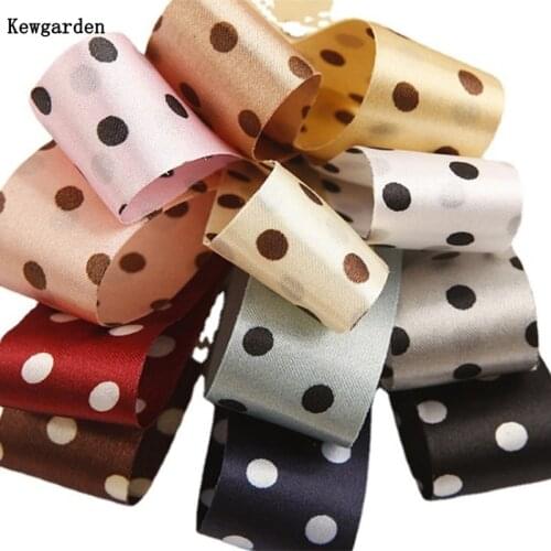 Kewgarden Dots Polyester Ribbons 1" 1.5" 25mm 38mm DIY Make Bow tie Hair Accessories Handmade Tape Craft Gift Packing 10 Yards