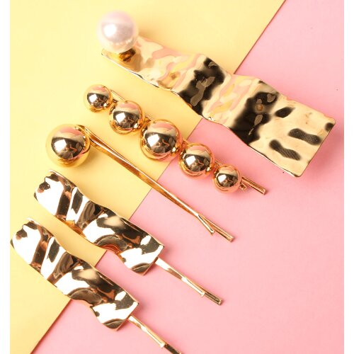 Korea Fashion Metal Hair Clips Geometric Irregular Imitiation Pearl Hairpins Hair Accessories for Women Girls Women Styling Tool