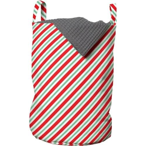 Candy Cane Laundry Basket Bicolor Stripes and Lines Design Organizer for Clothes Underwear Socks Toys Wash Bag & Home Storage