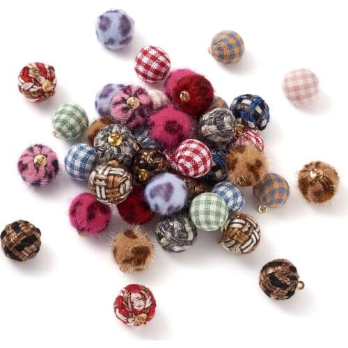 Fur Pompom Covered Ball Beads Charm Earring Necklace Pendant Bracelet for Jewelry Making DIY Woman Jewelry