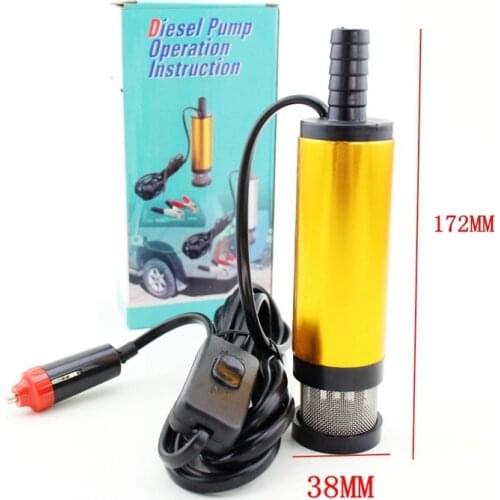 Mini Electric Water 12V 24V Diameter 38MM Wateoesel Oil Pump Aluminium Alloy Belt Filter Net With Automobile Adapter