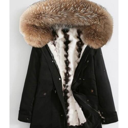 Natural Mink Coat Winter Thick Warm Casual Jacket Men Real Raccoon Fur Collar Hooded Parka Plus Size 4XL ZL371