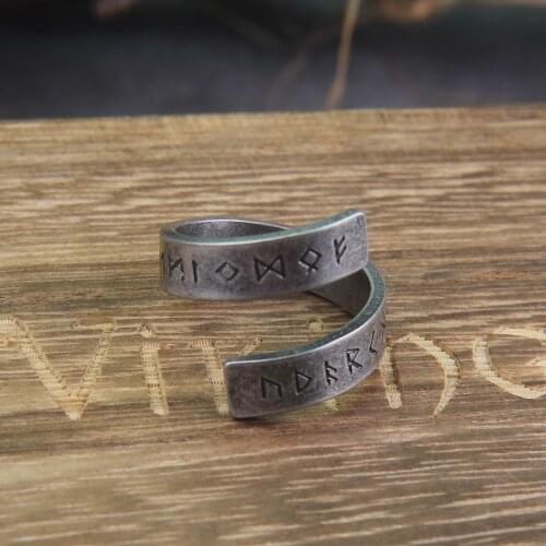 Stainless steel Odin Norse Viking Amulet Rune Men Ring Fashion Words Retro Rings Jewelry Couple Valentines days Gift wooden box