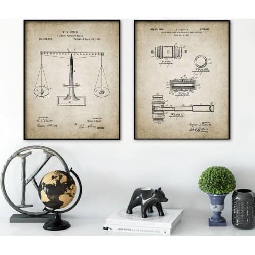 Law Student Patent Blueprint Vintage Posters Canvas Painting Justice Legal Judge Lawyer Barrister Solicitor Prints Office Decor