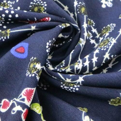 Polyester Printed Fabric Woven Floral Stretch Crepe De Chine Womens Dress Textile Fabric by Meter Cloth for Sewing Material Per