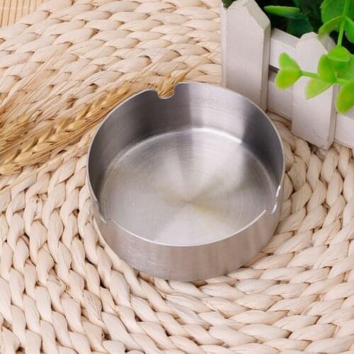 Drop Shipping High-End Stainless Steel Ashtray Durable Round Shape Cigarette Tray Portable Storage Case 10/12cm