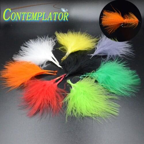 CONTEMPLATOR Fly Tying 30pcs Blood Marabou Turkey Fluff For Tails Wings Materials 8colors Streamers 5-8cm Fly Tying Feathers