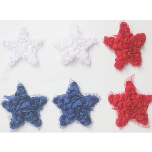 100pcs 6cm 4th July USA Independance Day Chiffon Star for Infant Baby Girls Headband Hair Bebe Clothes Roupas Sewing Accessories