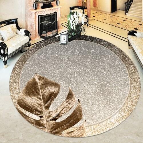 Sim Looking Round Carpet Faux Leather Anti-Slip Soles Washable Non-Slip Base Easy To Clean Trend Pattern Carpet Rug Runner