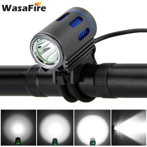WasaFire Mini L2 Bike Light White LED Bicycle Light Front Lamp MTB Cycling Headlamp 3000LM Headlight + 18650 Battery Pack