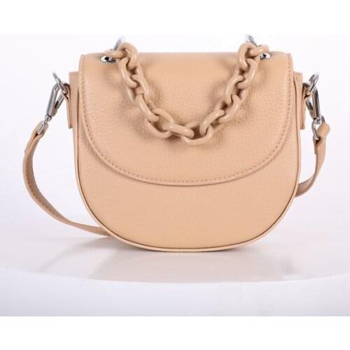 WOONAM Women Fashion Bag Top Hide Genuine Calf Leather Acrylic Chain Handle Shoulder Crossbody Bag GB072416