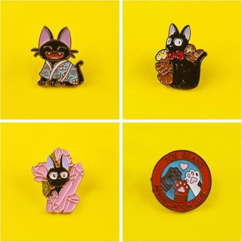 Funny Cat Brooches Lapel Pin Bags Badge Gifts Stripes For Clothes Set Metal Badges On Anime Backpack Paired Jewelry Accessories