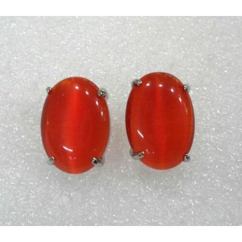 Ladys beautiful red opal bead stud earring