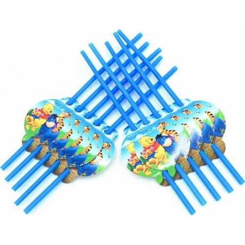 10 Kids Winnie Bear Straw Disposable Tableware Happy Birthday Party Supplies Festival Decoration Event Party Favor Gender Reveal
