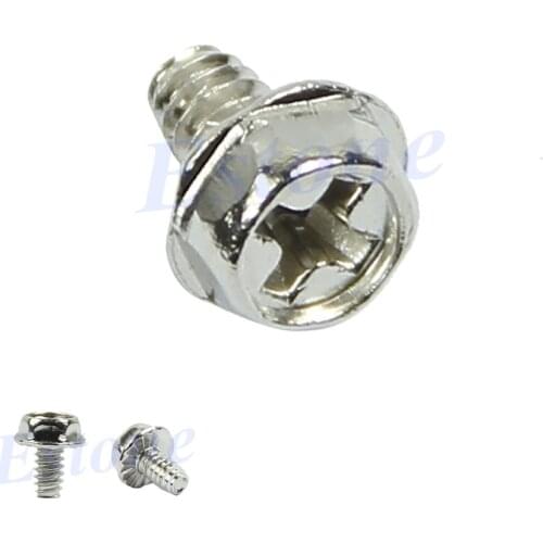 100pcs Toothed Hex 6/32 Computer PC Case Hard Drive Motherboard Mounting Screws
