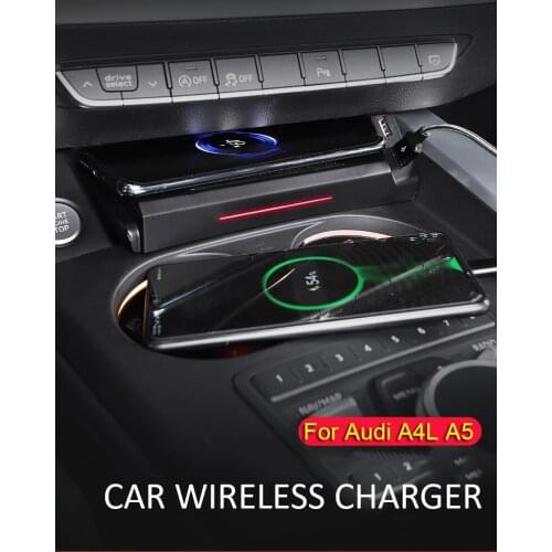 15W Car QI Wireless Charger For Audi A4L A5 S5 S4 Fast Phone Charging Borad Plate Accessories 2017-2020