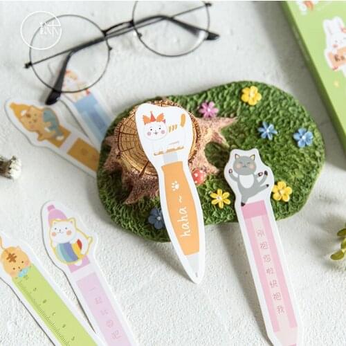 30 Pcs/Set Cartoon Animal Pencil Shape Paper Bookmark Cat Rabbit Book Holder Message Card Gift Stationery