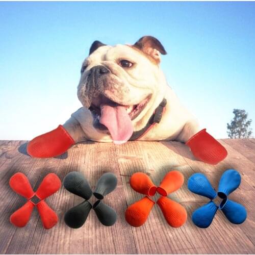 4pcs Pet Dog Shoes Waterproof Rubber Rain Non-slip Boots Socks for Small Medium Dogs Chihuahua Puppy Dog Shoes Pet Supplies Acce