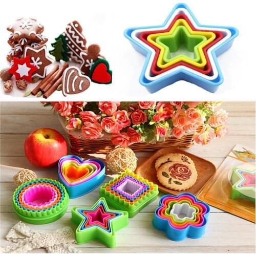 5 Pcs DIY Cookies Cutter Set Cake Cutter Molds Sandwich Fondant Cake Mould Biscuit Cookies Mold Cake Decorating Baking Tools