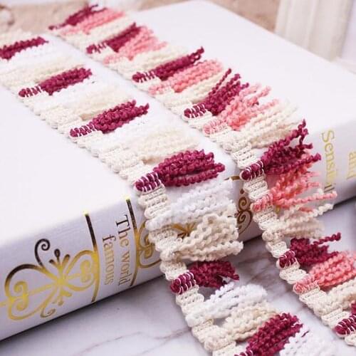 50metres 4cm Rainbow Tassel Broom Lace Trim Cotton Fabric Ribbon Fringe Drop Handmade Sewing Curtains Clothes Accessories