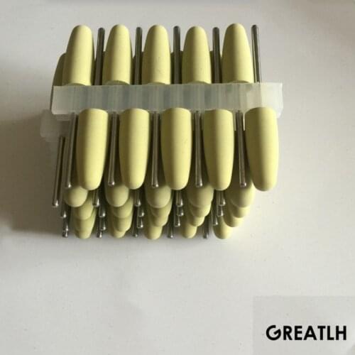 50pcs Dental SILICONE Rubber polishers Diamond polishing Burs 2.35mm Yellow