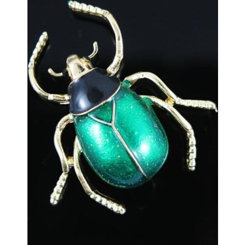 Shiny Green Cicada Insect Brooches For Lady Girl Kids Accessories Enamel Gold-color Brooch Jewelry Suit Collar Pins Clip