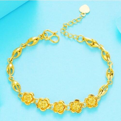 Bracelets for Women Vietnam Sand Gold Bracelet Flower Chain Fashion Jewelry Gold Color Watch Chain Bracelet Femme pulseras