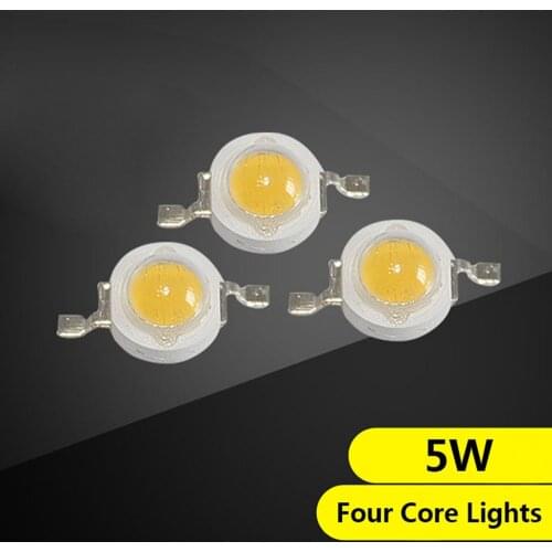 10PCS 5W Four Core Lights High Power 6.3-6.8V LED Lamp Bead Pure Copper Stent For Flashlight lamp test lamp bead Chip white warm