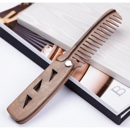 Wooden Folding Beard Comb Pocket Size Moustache and Hair Combs Anti-static Comb for Men & Women Hair Care Tools 20pcs