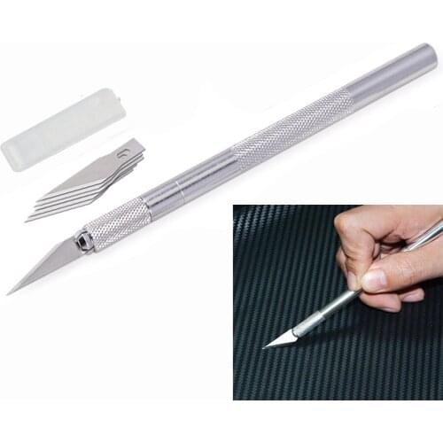 FOSHIO Vinyl Film Sticker Cutter Handle Scalpel Art Knife+5pcs Spare Blades Carbon Fiber Paper Cutting Tool Auto Car Wrap Tools