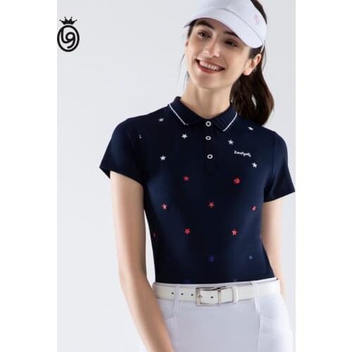 2021 womens golf short-sleeved T-shirt, moisture absorption and quick drying, anti-wrinkle and anti-UV