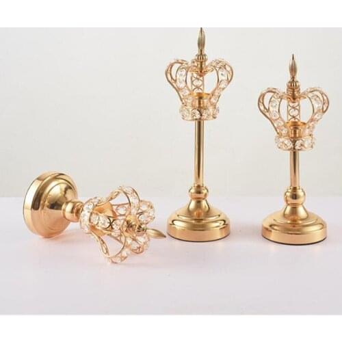 Crystal Candlestick Crown Candlestick Decoration Wedding Props Home Decoration Handmade Iron Candlestick Retro Candlestick