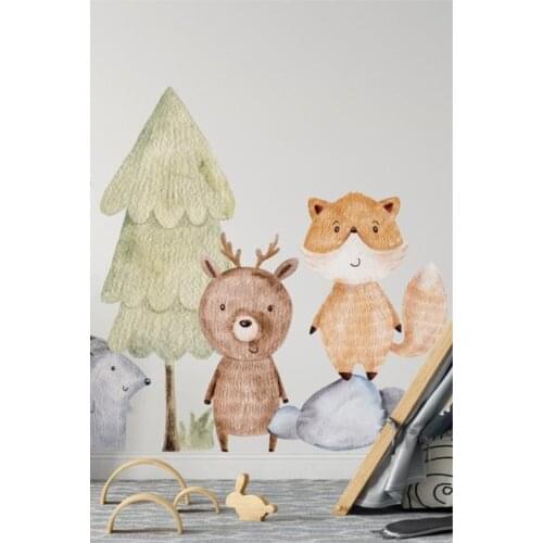 50x100 CM Raccoon Forest Family Wall Adhesive Pvc Foil Home Decor Accessories Self-Adhesive Wall Paper Kids Nursery trend Elegant