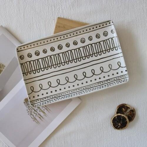 Japanese-style Creative ceramics plate square flat style salad fruit plate west food plate dish Home dining tray 8 inches