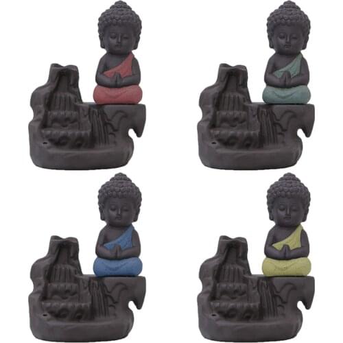 Incense Burner Little Monk Censer Creative Home Decor Small Buddha Incense Holder Backflow For Home Office Teahouse