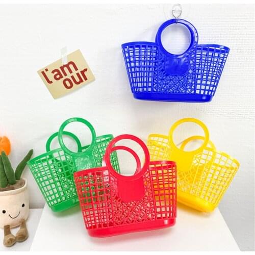 Fashion Girls Small Hollow Handbag Candy Color Woven Basket Bags for Women Summer Beach Womens Bag Shopper Creative Gifts Sac