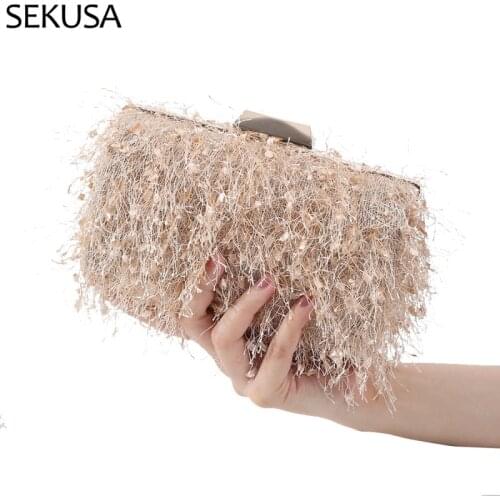 Tassel Fashion Women Bags Metal Luxury Retro Evening Bags With Chain Shoulder Party Small Clutch Holder