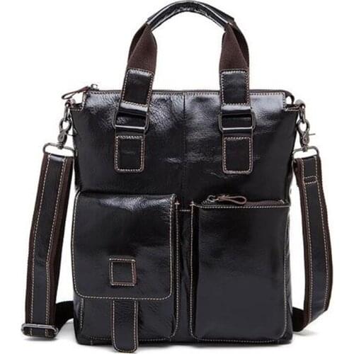 Men Bag Fashion Genuine Leather Men Crossbody Shoulder Handbags Mens Briefcase Double Bag Messenger Bag Male 2020 Solid Bag Big