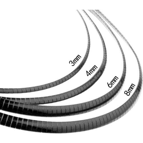 New Fashion Mens Choker Jewelry 3/4/6/8mm 316L Stainless Steel Snake Chain Necklace Black Tone Chain