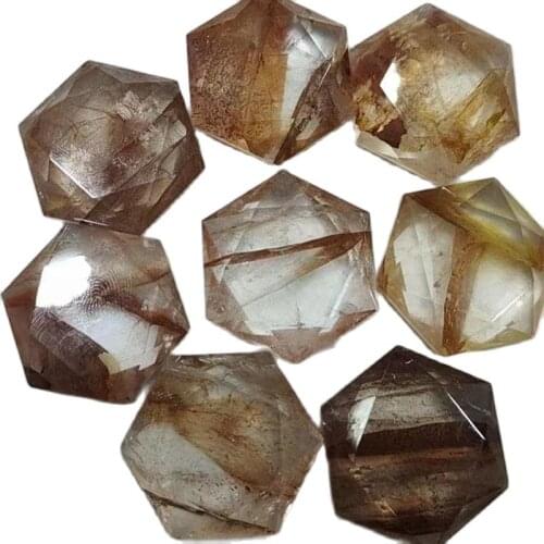 Natural fire Crystal Hexagram Pendent Six-pointed Star Quartz Specimen Home Decoration Natural Healing Crystals