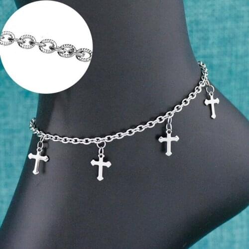 New fashion cross charms pendant Stainless steel anklet bracelet on Foot Ankle chain Bracelet charm jewelry JL05