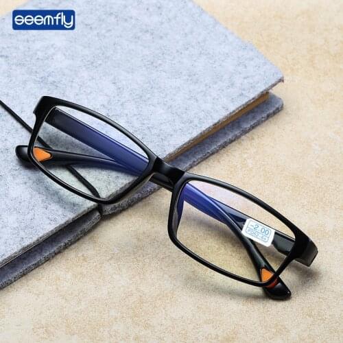 Seemfly TR90 Full Frame Myopia Glasses Ultralight Square Nearsighted Glasses Student Shortsight Glasses With Degree -1.0 to -4.0