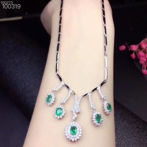 KJJEAXCMY boutique jewels 925 pure silver inlaid natural emerald necklace support test