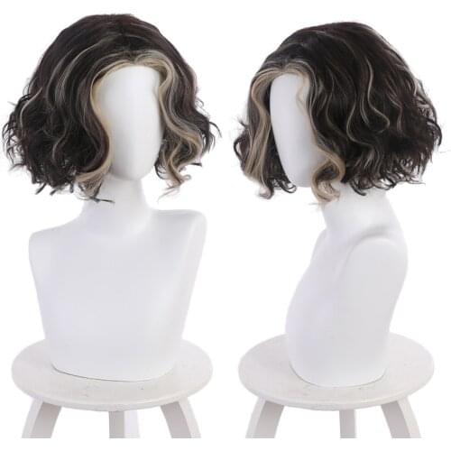 Lady Loki Cosplay Wig Enchantress Sylvie Loki Black and Brown Short Yellow Hair Heat Resistant Wig Women Girls Women Halloween