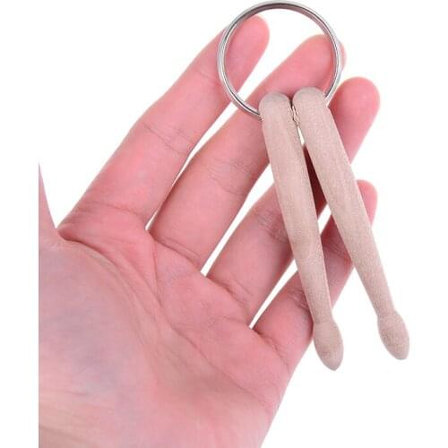 Durable and Convenient Wood Percussion Key Ring Chain Keyrings Mini Multi-functional Drum Sticks Keychain Drum Sticks